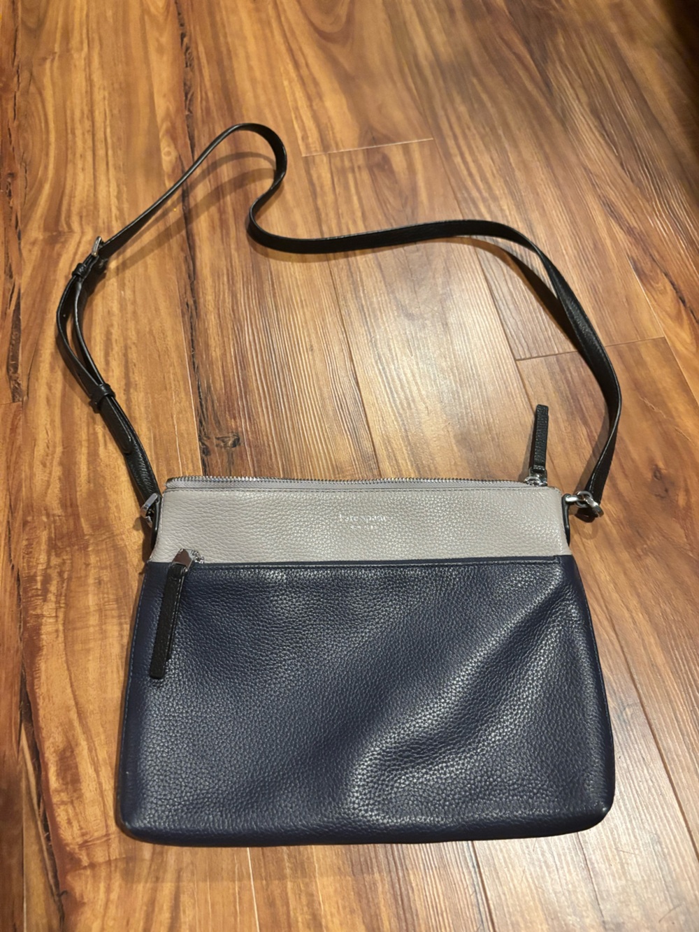kate spade Navy and Light Gray Two-Tone Pebble Leather Crossbody